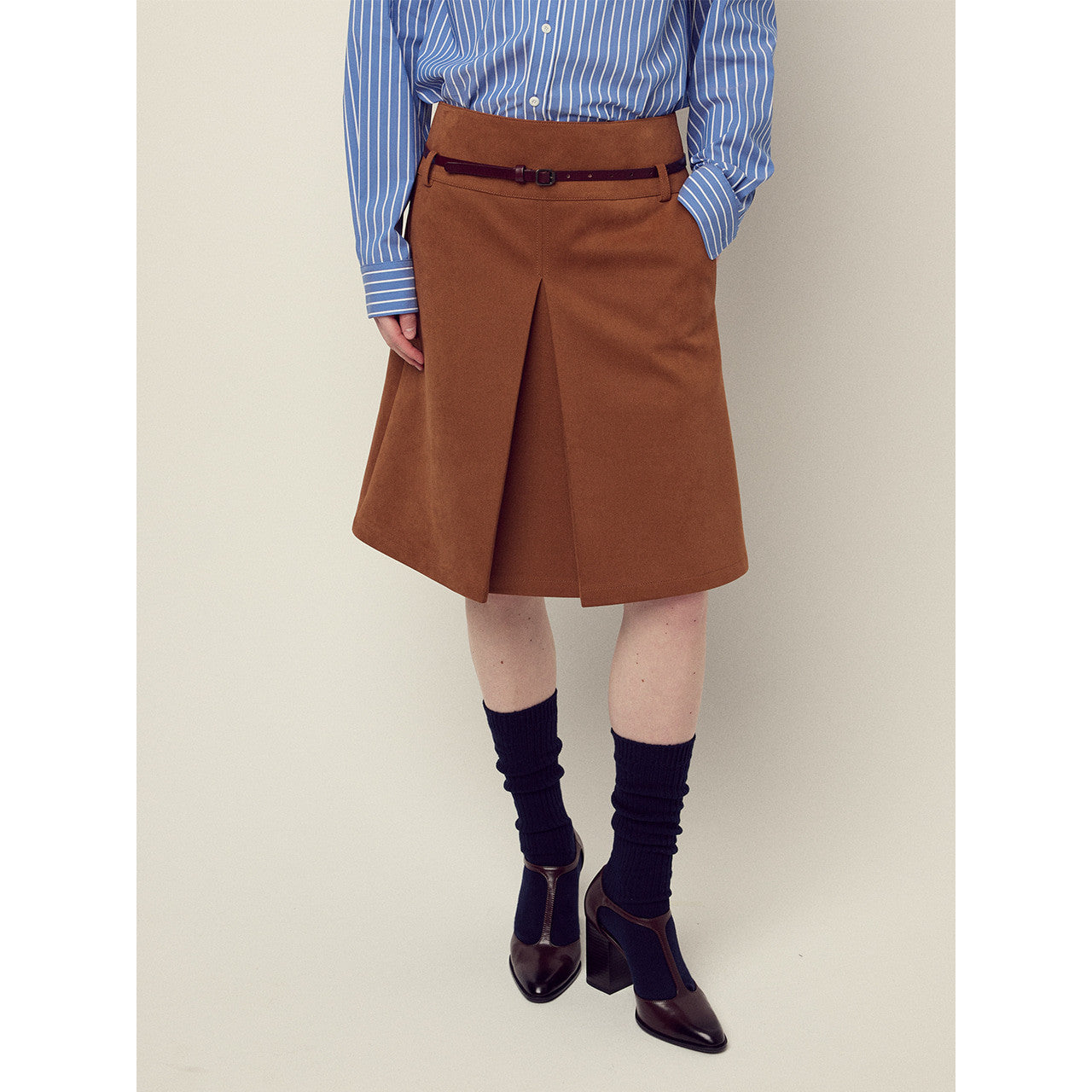 SUEDE A LINE MIDI SKIRT