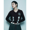 CASHMERE BLENDED V NECK ARGYLE