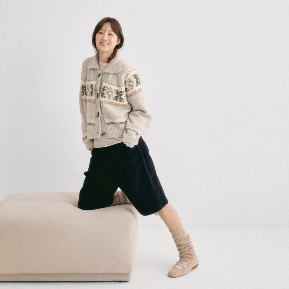 snowflake jacquard knit cardigan
