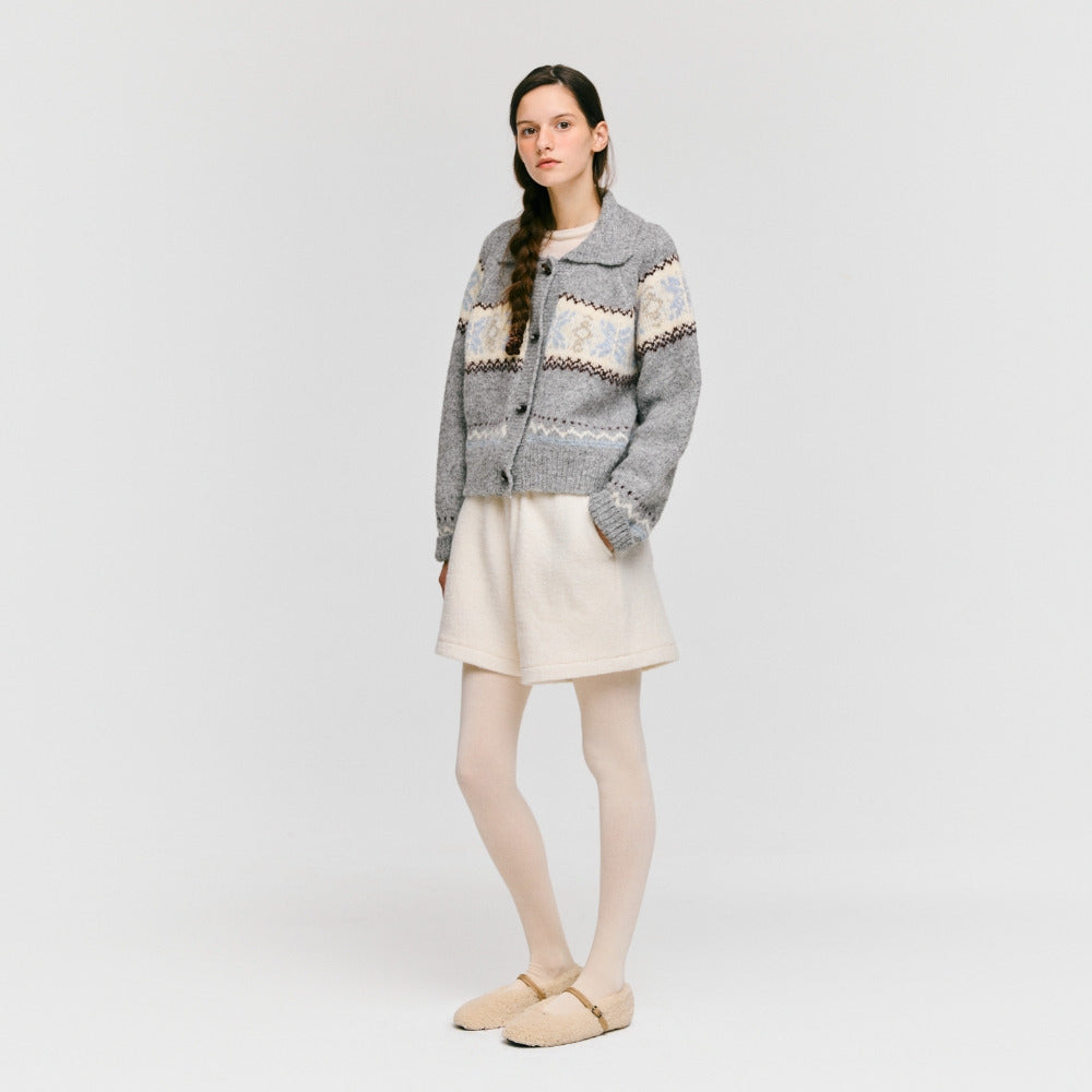 snowflake jacquard knit cardigan