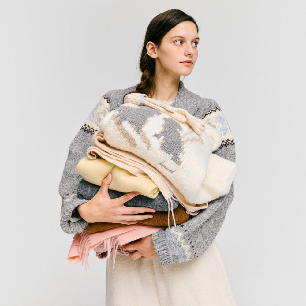 snowflake jacquard knit cardigan