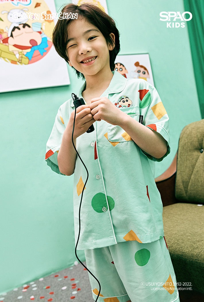 (蠟筆小新) Kids Short Sleeve pyjamas - Mint