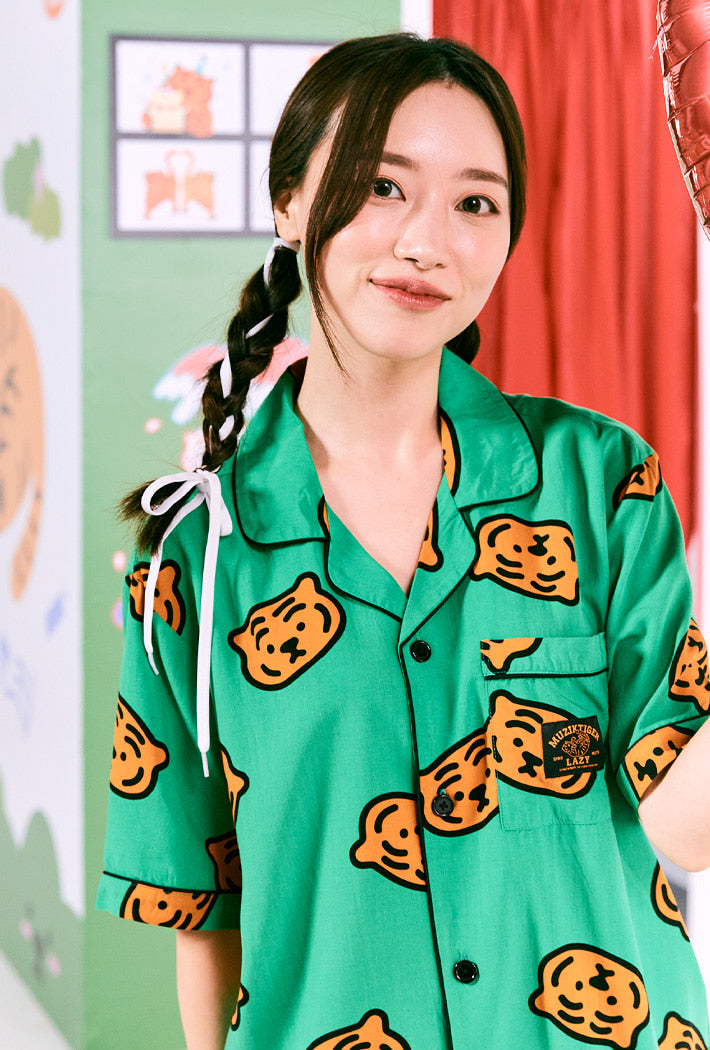 (Muzik Tiger) Rolling Rolling Dumb Pajamas - Green