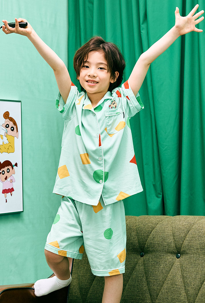 (蠟筆小新) Kids Short Sleeve pyjamas - Mint