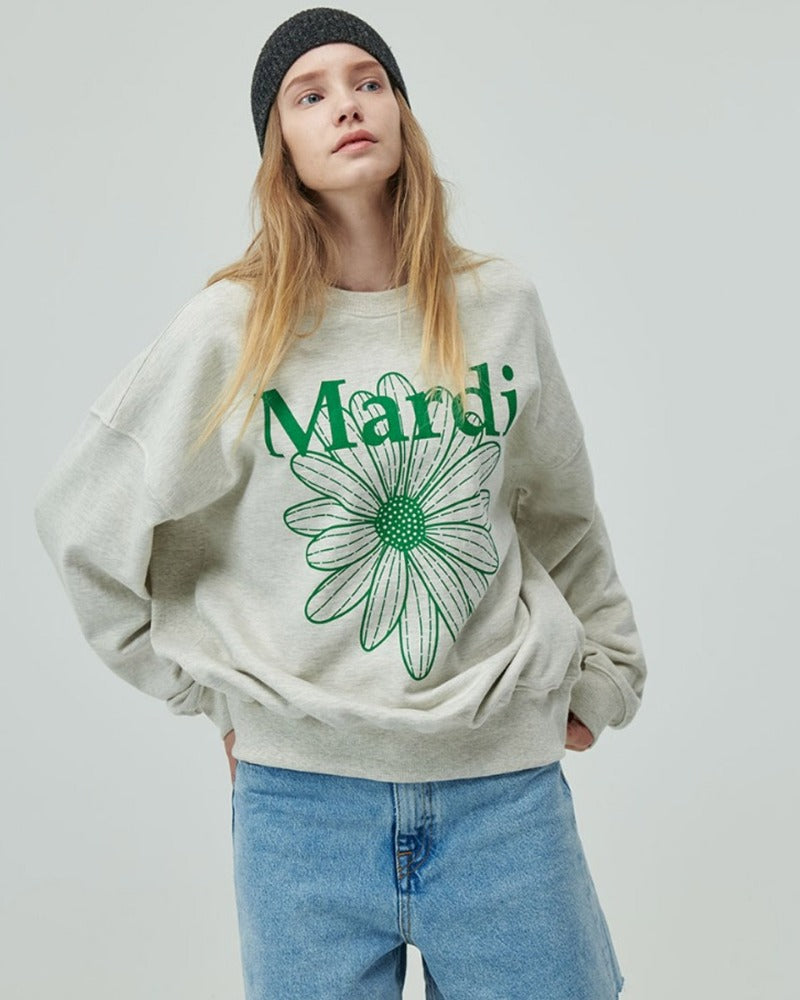 Sweatshirt Flowermardi - Oatmeal Green