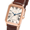 Awesome Square Classic Signature Crown Brown Leather Watch