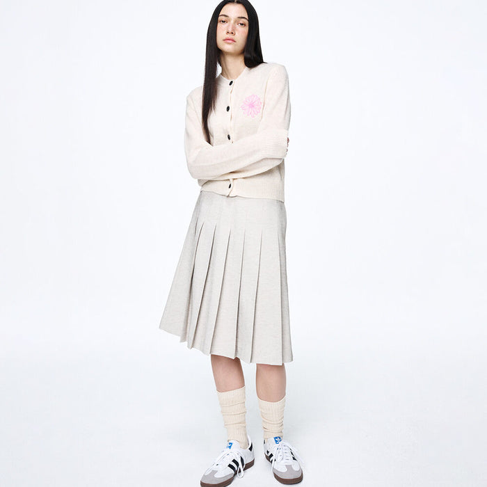 Mohair Cardigan Round Neck - Ivory Pink