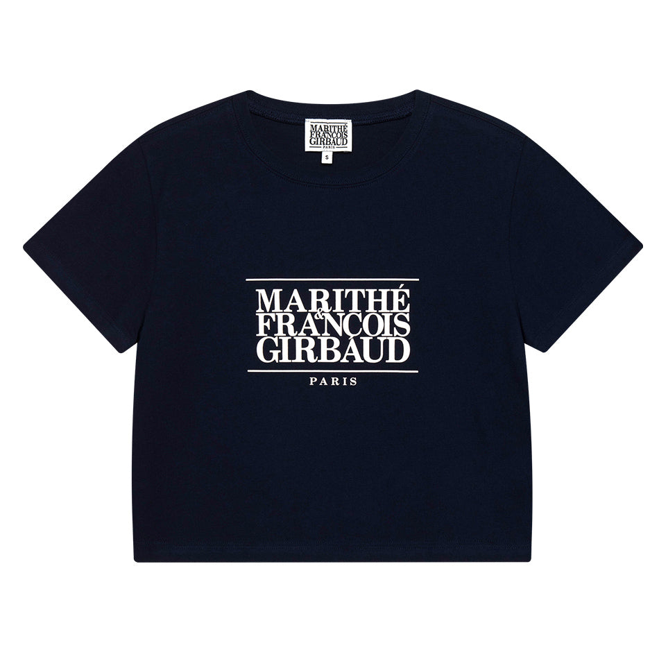 W Classic Logo Crop Tee - Navy