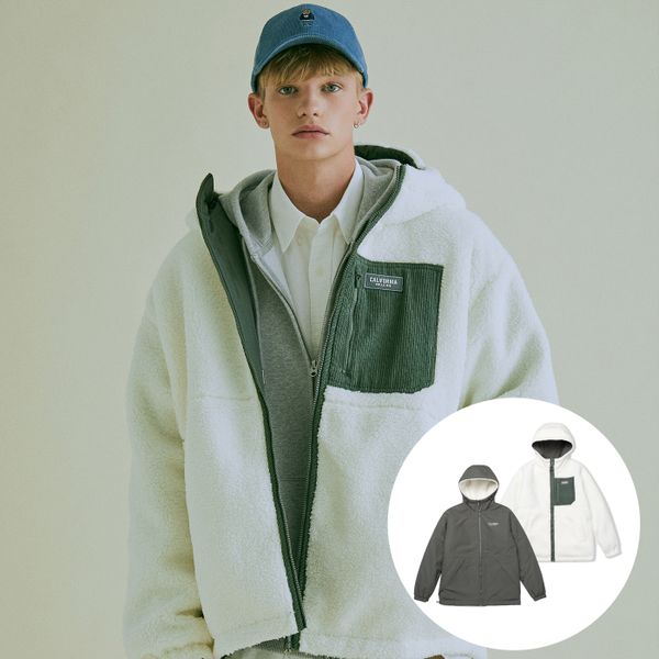 Reversible Hood Warm Up 羊羔毛雙面外套 - Khaki